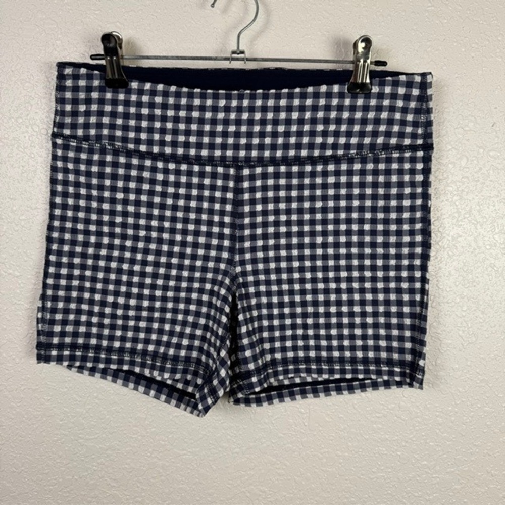 J. Crew Gingham Bike Shorts (Seersucker Textured Stretch) Navy White Small